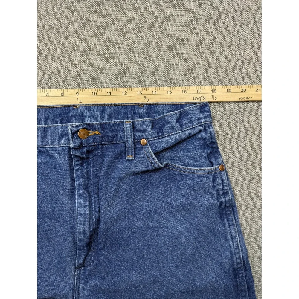 Wrangler 13MWZ Jeans Mens 38x35 Blue Medium Wash Cowboy Cut Straight Leg Denim